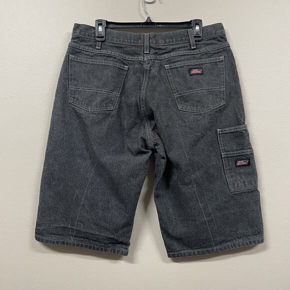 Dickies Loose Fit Faded Black Gray Denim Jean Shorts Size 34 - Picture 5 of 9